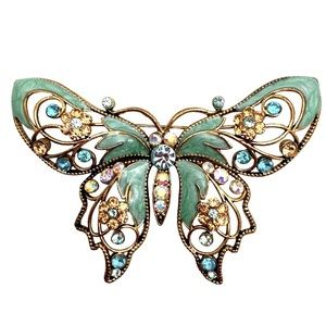 Vintage Avon Rhinestone and Enamel Butterfly Brooch